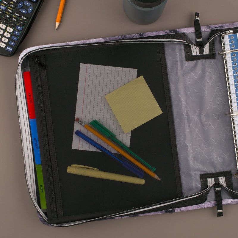 Five Star Zipper Binder, 2 Inch 3-Ring Binder for School, 530 Sheet Capacity, 3 Removable Tabbed File Folders, Black (29036IT8) - Image 5